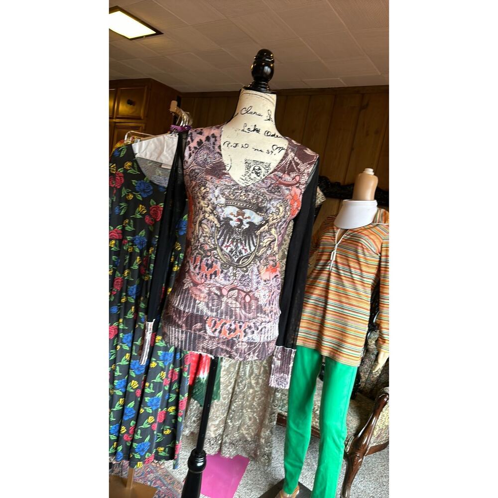 y2k Alberto Makali mixed media sweater mesh royal crest